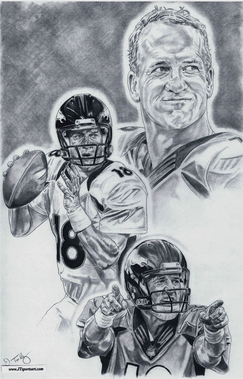 792x1233 Peyton Manning Of Denver Broncos Drawing Sketch Poster - Broncos Sketch