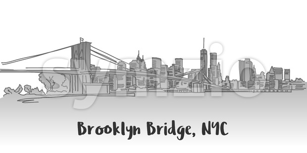 620x310 Brooklyn Bridge Manhattan Skyline Landmark Vector Illustration - Brooklyn Bridge Sketch