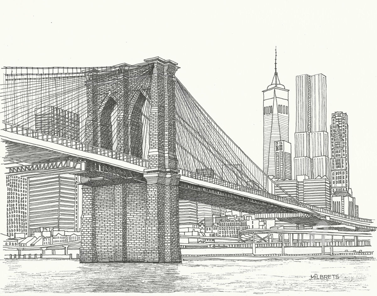 Brooklyn Bridge Sketch at PaintingValley.com | Explore collection of ...