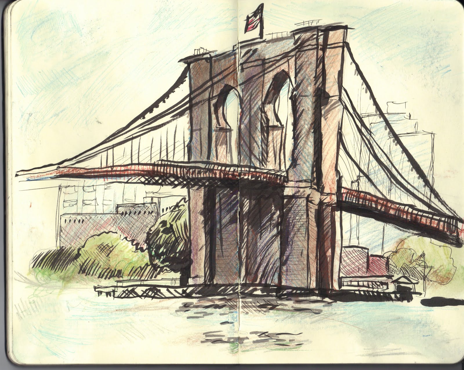 Бруклинский мост иллюстрация
