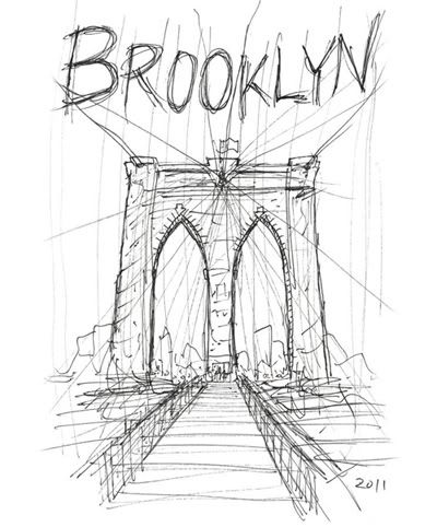 400x482 Brooklyn Bridge Drawing - Brooklyn Bridge Sketch