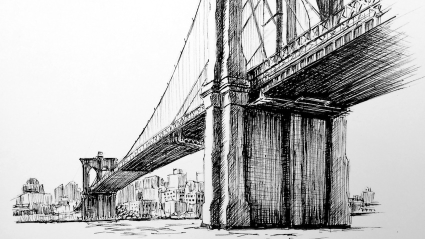 Brooklyn Bridge Sketch at PaintingValley.com | Explore collection of ...