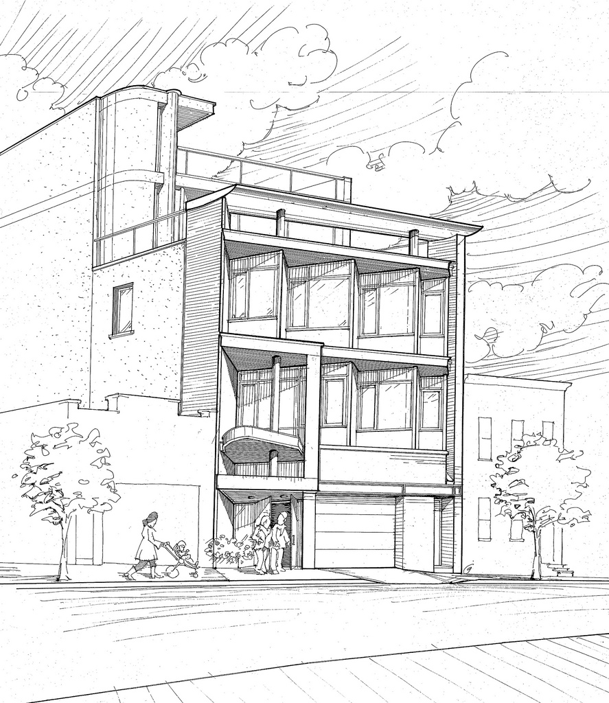 887x1024 Brooklyn Office Building Preliminary Bw Preliminary - Brooklyn Sketch