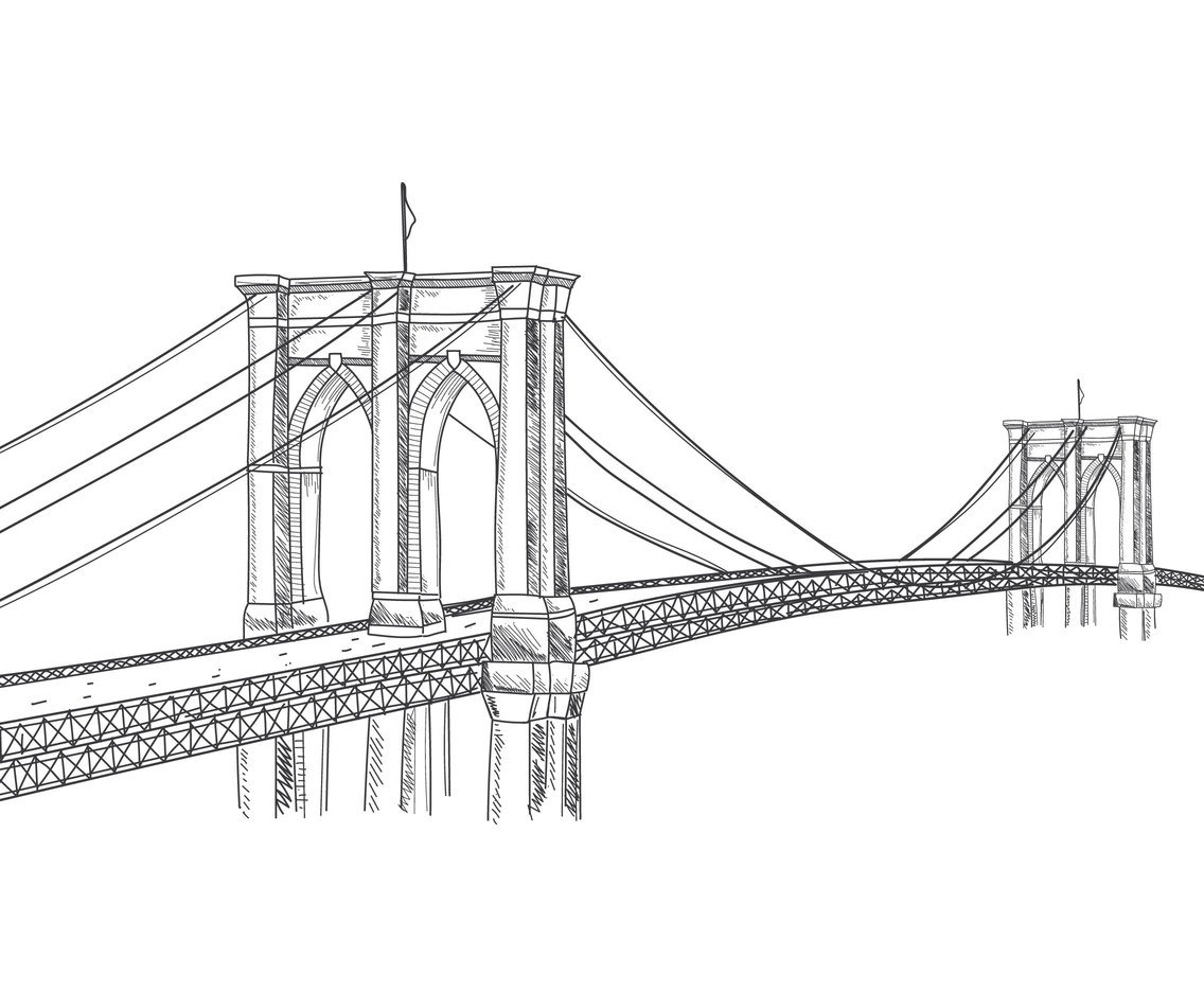 1136x936 Hand Drawn Brooklyn Bridge Vector Art Amp Graphics - Brooklyn Sketch