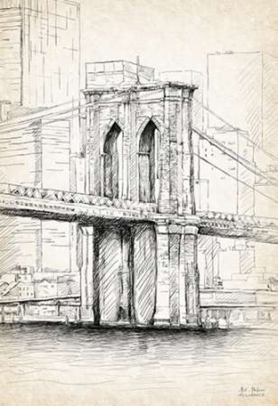 550x803 Brooklyn Bridge Sketch Canvas Art - Brooklyn Sketch