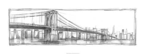 473x176 Brooklyn Bridge Sketch Limited Edition By Ethan Harper - Brooklyn Sketch