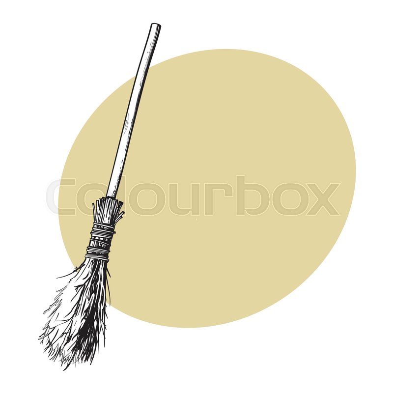 800x800 Single Old Twig Broom, Broomstick, Traditional Halloween Symbol - Broom Sketch