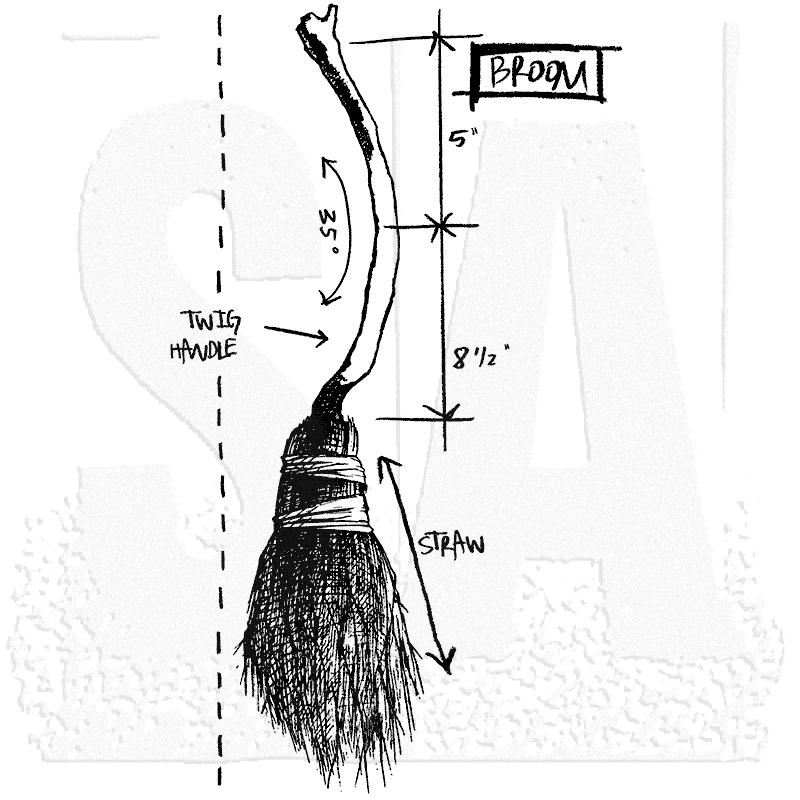 800x800 Tim Holtz Wood Mounted Stamp - Broom Sketch