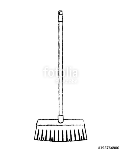 400x500 Broom Long Wooden Handle Tool For Cleaning Vector Illustration - Broom Sketch