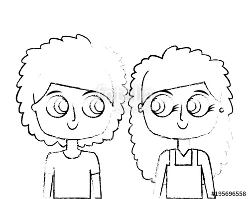 500x400 Brother And Sister Happy Children Cartoon Vector Illustration - Brother Sketch