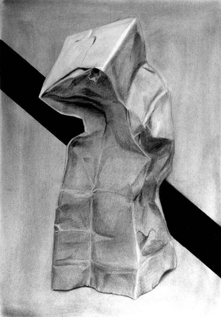 746x1071 Paper Bag Charcoal Sketch By Tibsistops - Brown Paper Bag Sketch