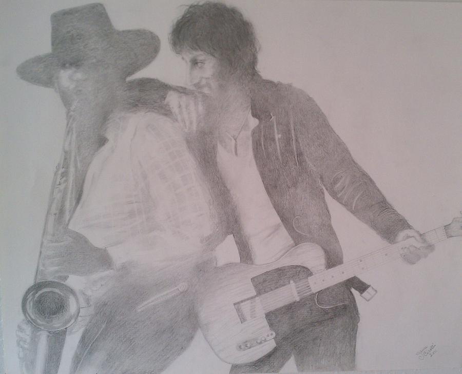 900x729 Bruce Springsteen And Clarence Clemons Drawing By Jami Cirotti - Bruce Springsteen Sketch