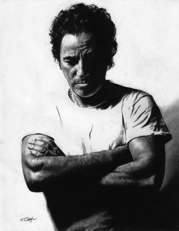 701x900 Bruce Springsteen Drawing By Justin Clark - Bruce Springsteen Sketch