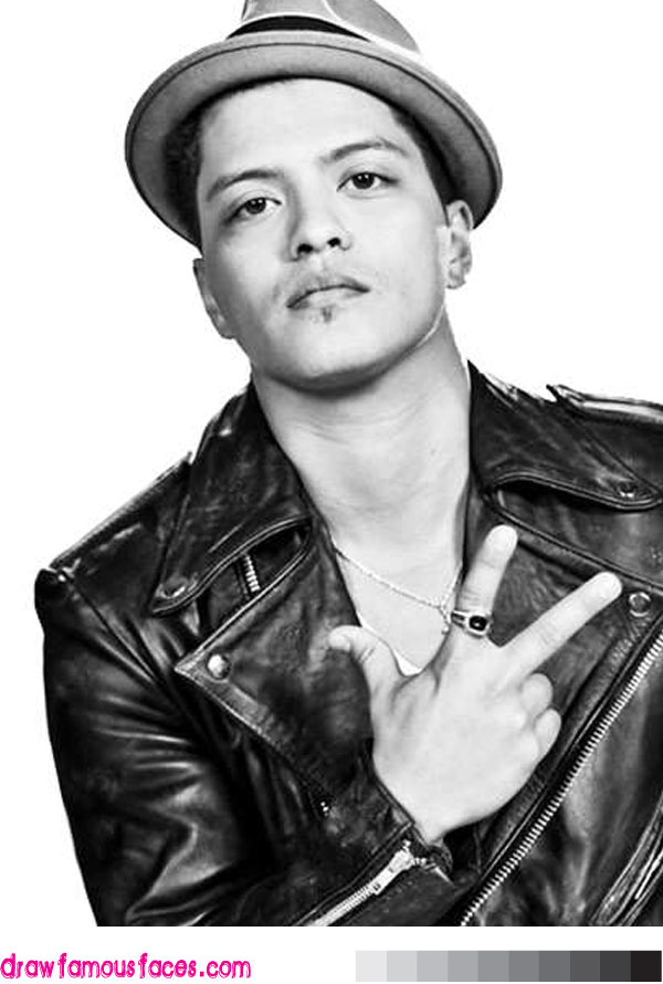 600x890 How To Draw A Bruno Mars Portrait Draw Famous Faces - Bruno Mars Sketch