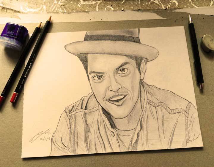 720x563 Pencil Sketch Of Bruno Mars - Bruno Sketch