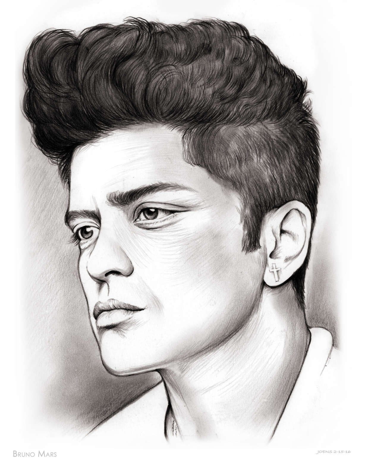 1228x1548 Sketch Of The Day Grammy Winner Bruno Mars On 2 15 16 - Bruno Sketch