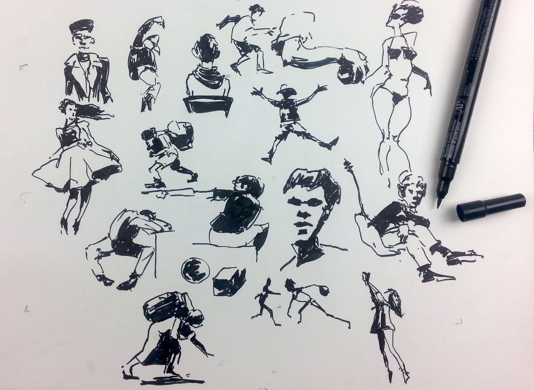 1800x1316 Gesture Drawing Amp People Sketching With A Brush Pen - Brush Pen Sketch