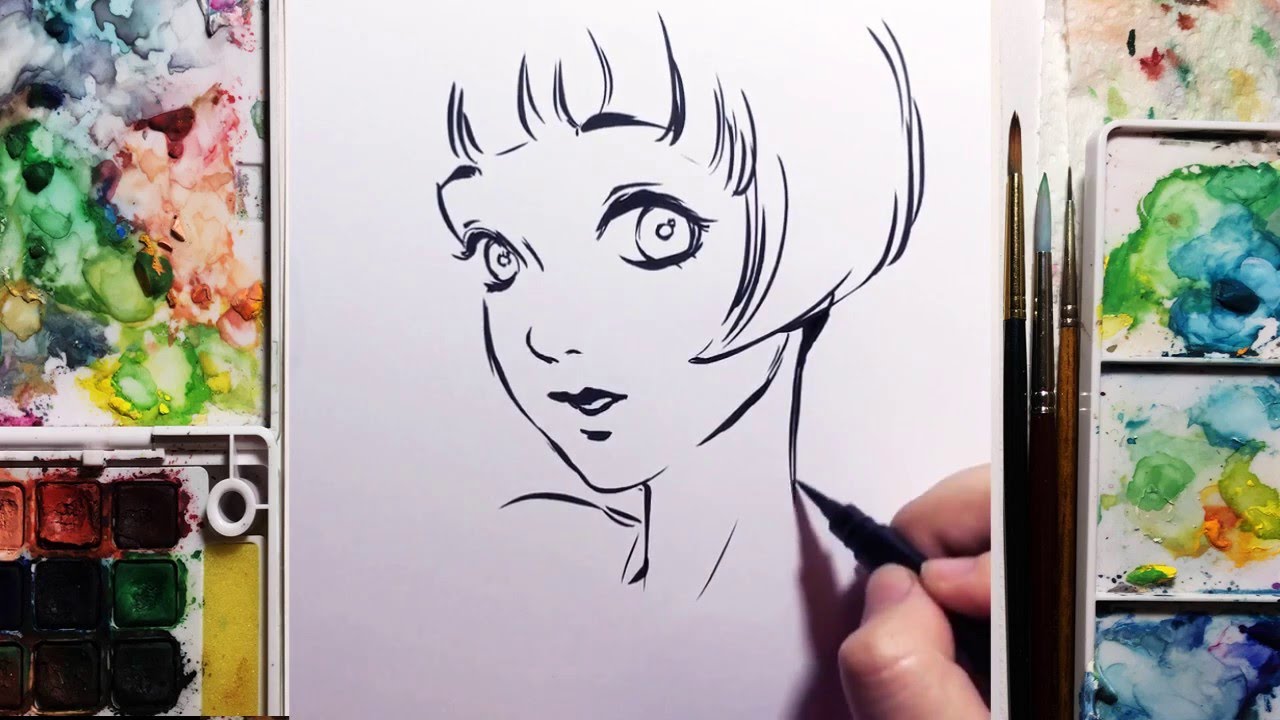1280x720 Brush Pen Speed Drawing - Brush Pen Sketch