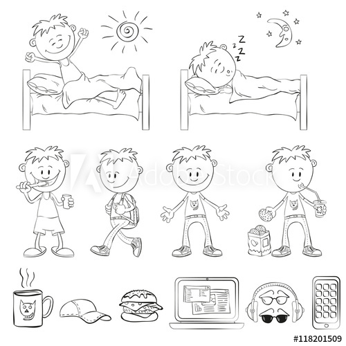 500x500 Boy Draw The Outline Of A Sketch Style. The Boy Wakes Up, Sleeping - Brushing Teeth Sketch