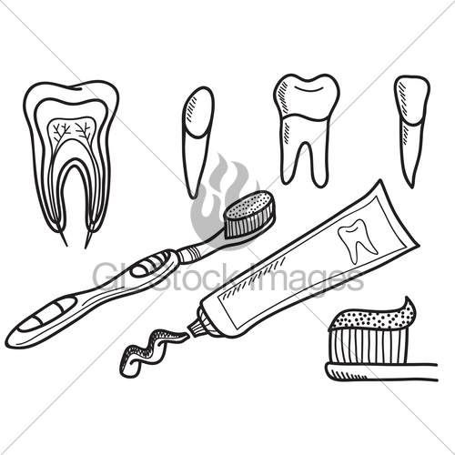 500x500 Set Of Tooth Brushing Icons Gl Stock Images - Brushing Teeth Sketch