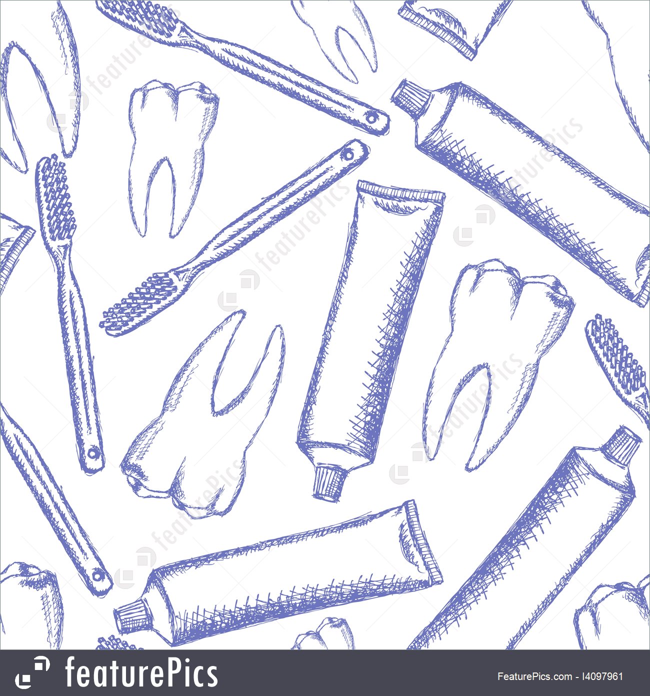 1300x1392 Sketch Tooth Paste, Tooth Brush And Teeth, Vector Pattern - Brushing Teeth Sketch