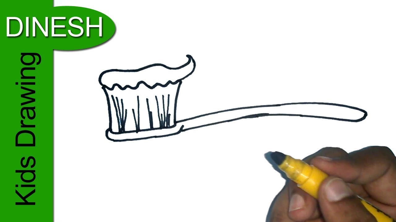 1280x720 How To Draw A Toothbrush Easy Step By Step Drawing For Kids - Brushing Teeth Sketch