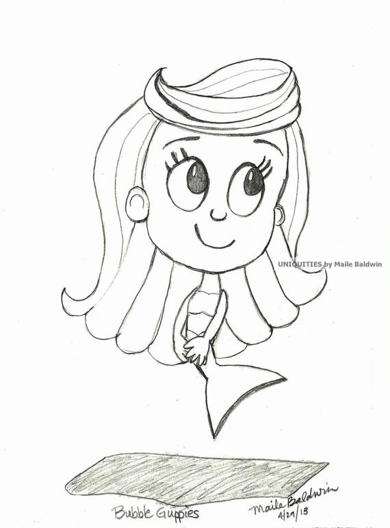 570x770 Molly From The Bubble Guppies Cartoon Drawing Art Print Etsy - Bubble Guppies Sketch