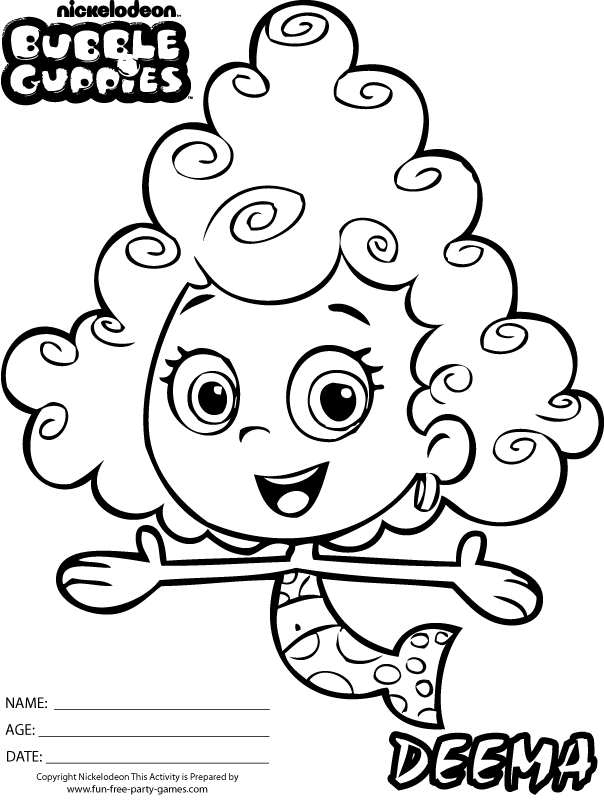 604x800 Bubble Guppies Coloring Pages Deema - Bubble Guppies Sketch