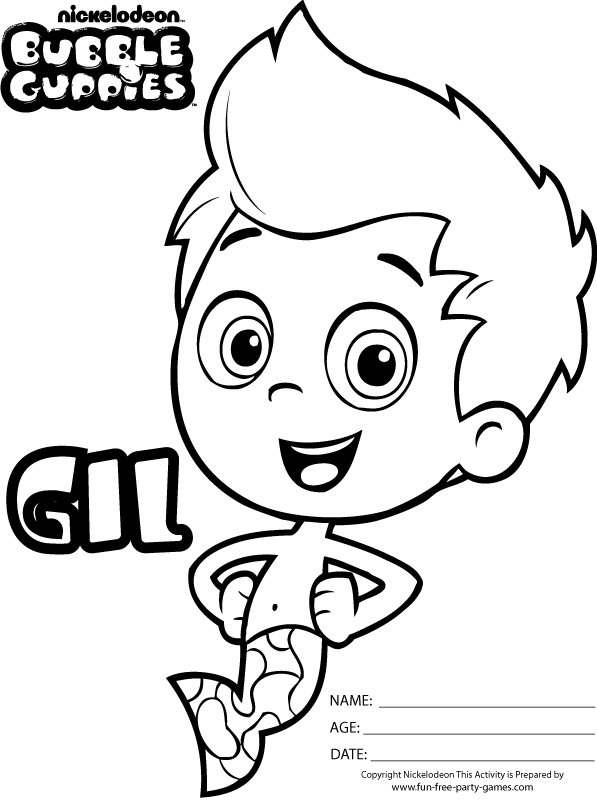 597x800 Bubble Guppies Coloring Pages By Fun Free Party Games - Bubble Guppies Sketch