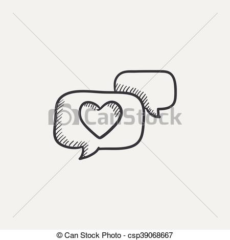 450x470 Heart In Speech Bubble Sketch Icon. Heart In Speech Bubble Sketch - Bubble Sketch