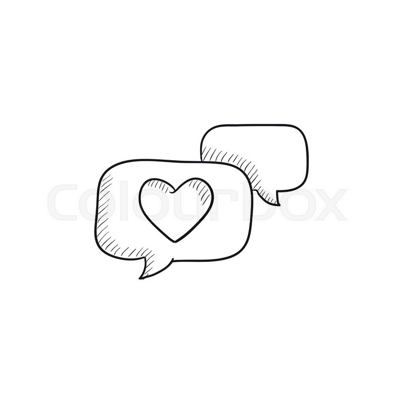 800x800 Heart In Speech Bubble Vector Sketch Icon Isolated On Background - Bubble Sketch