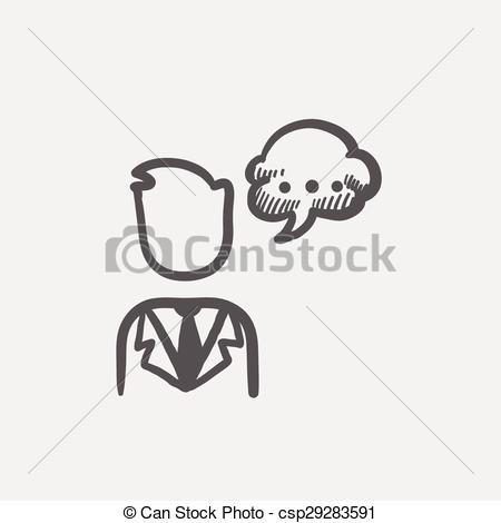 450x470 Man With Speech Bubble Sketch Icon For Web And Mobile. Hand Drawn - Bubble Sketch