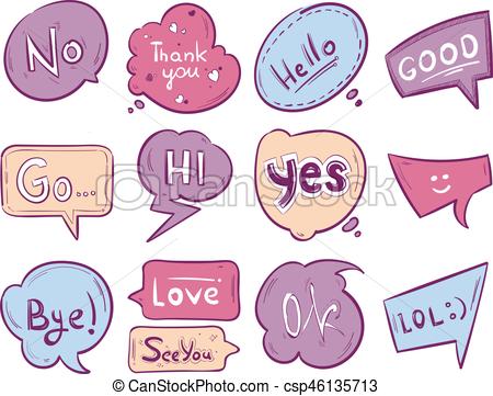 450x361 Vector Sketch Doodle Speech Bubble With Communication Phrases - Bubble Sketch
