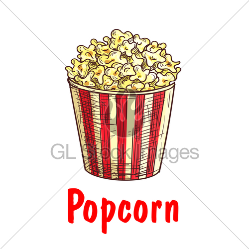 500x500 Popcorn Bucket Sketch For Fast Food Design Gl Stock Images - Bucket Sketch
