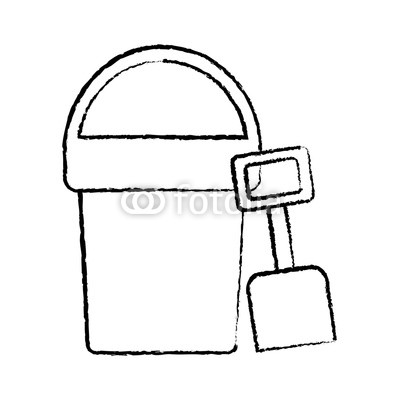 400x400 Bucket And Shovel Beach Toys Icon Image Vector Illustration Design - Bucket Sketch