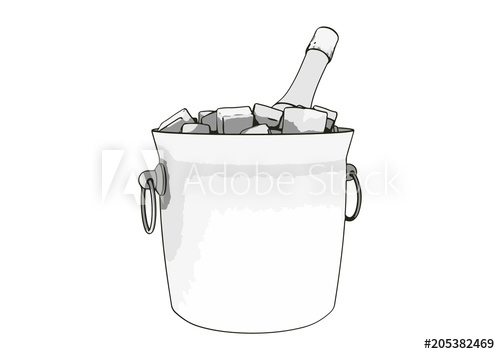500x354 Sketch Of A Bottle In An Ice Bucket Vector - Bucket Sketch
