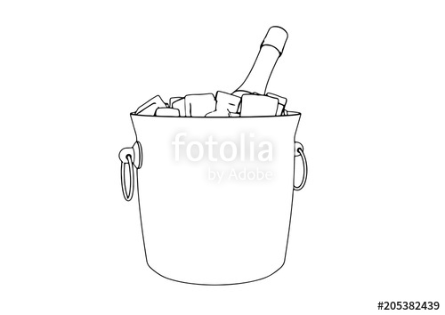 500x354 Sketch Of A Bottle In An Ice Bucket Vector Stock Image And - Bucket Sketch