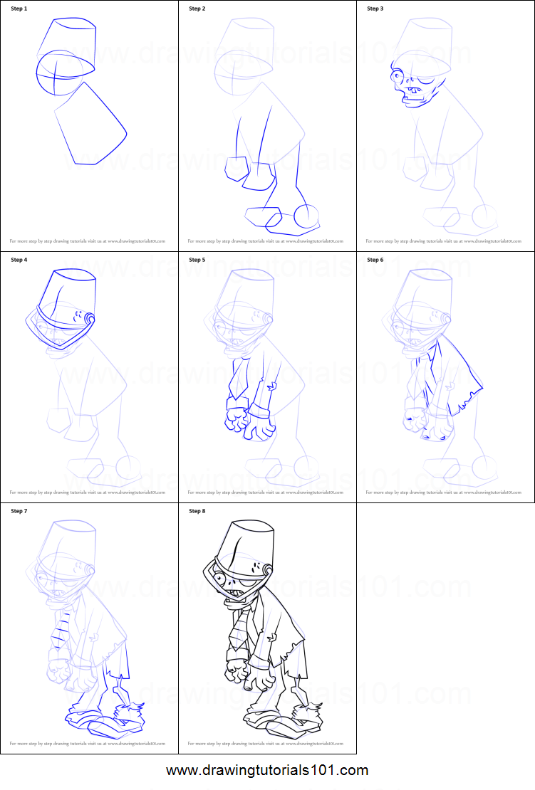751x1110 How To Draw Buckethead Zombie From Plants Vs. Zombies Printable - Buckethead Sketch
