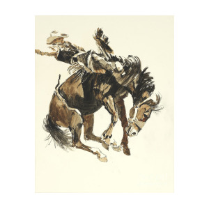 300x300 Bucking Horse Facing Right Painting By Don Langeneckert - Bucking Horse Sketch