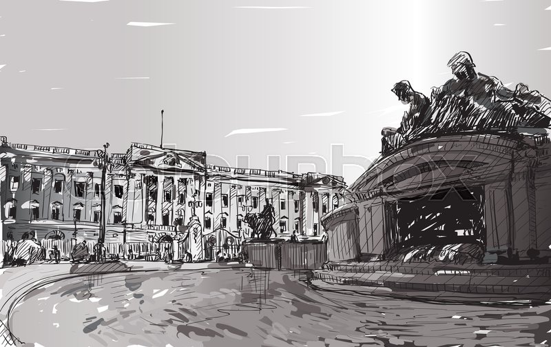 800x503 Sketch Cityscape Of London England, Show Buckingham Palace Public - Buckingham Palace Sketch