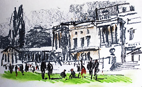 480x296 Sketch In Buckingham Palace Garden - Buckingham Palace Sketch