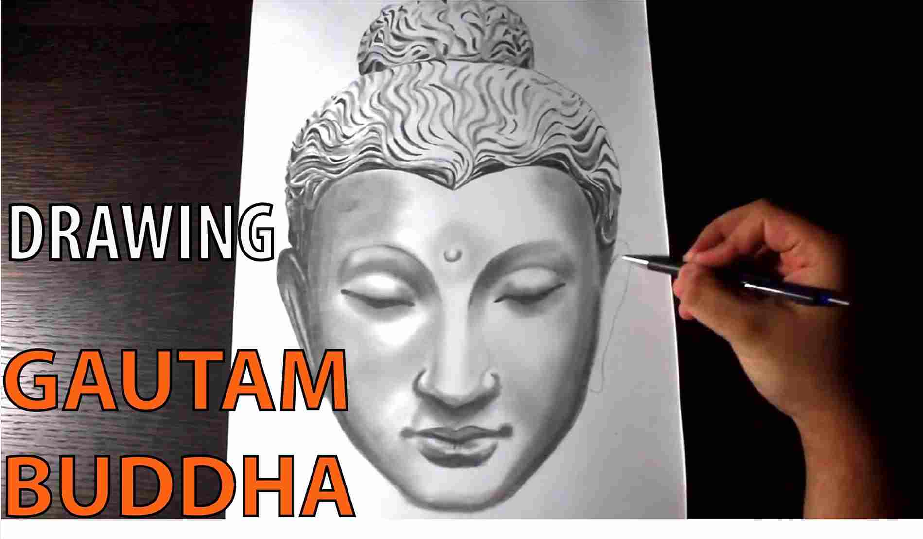1899x1108 Buddha Face Sketch Art Drawing Ing Youtuberhyoutubecom Saurabhus - Buddha Face Sketch
