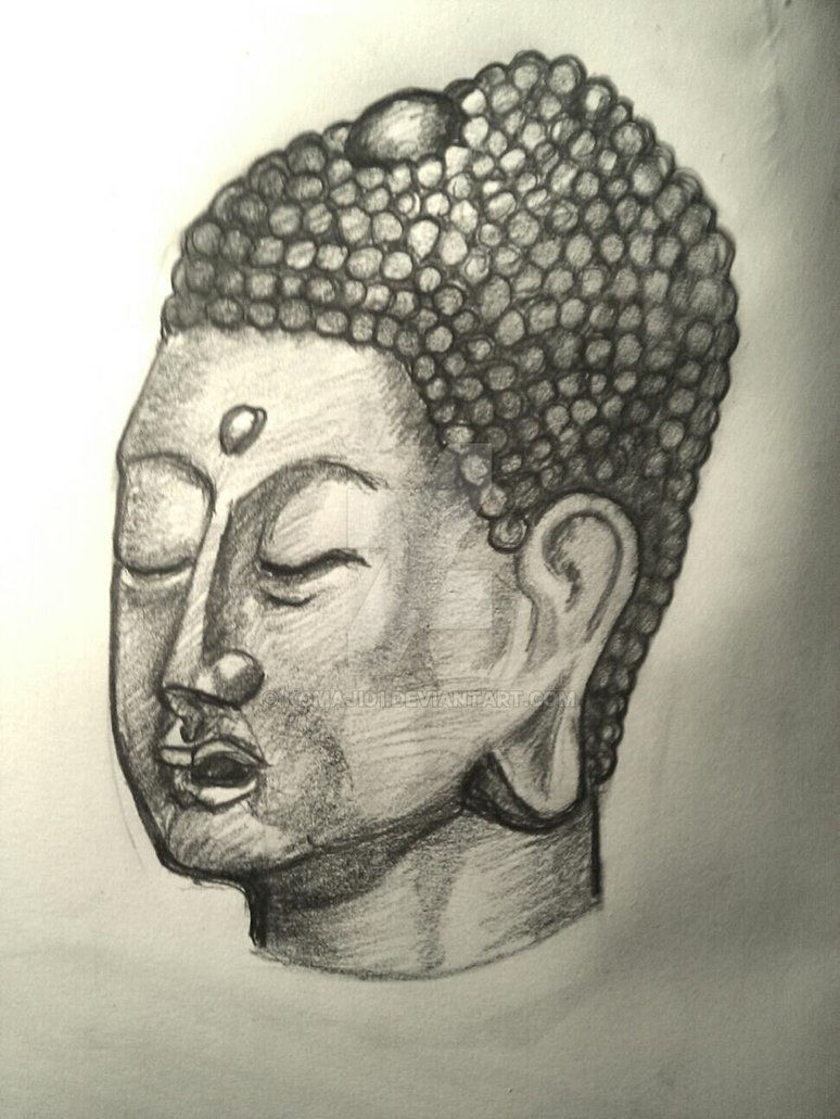 Buddha Head Sketch at PaintingValley.com | Explore collection of Buddha ...