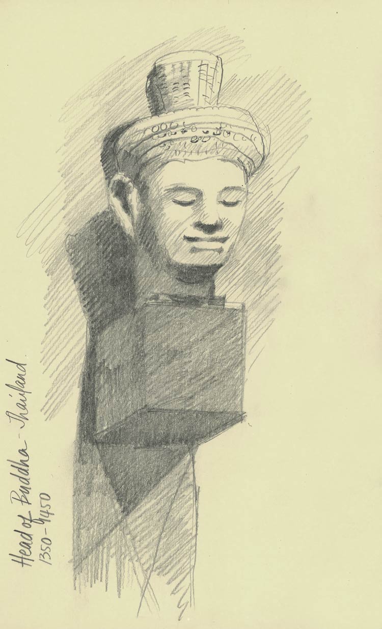 750x1235 Head Of Buddha The Sketchbook - Buddha Head Sketch