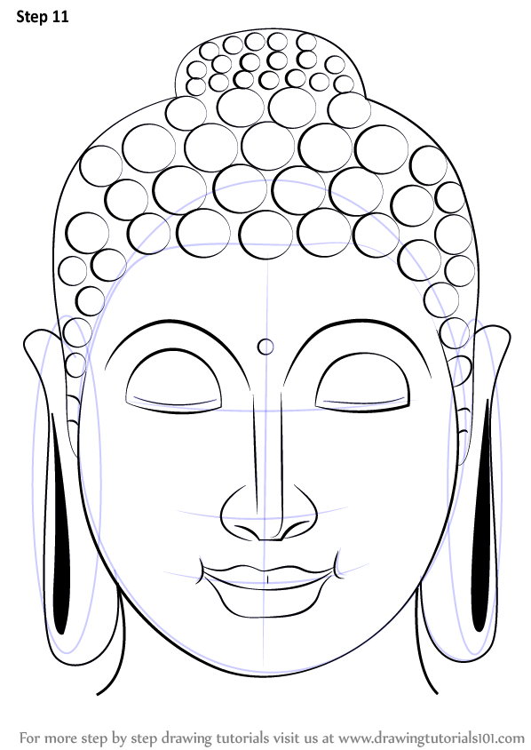 598x844 Learn How To Draw Buddha Face (Buddhism) Step By Step Drawing - Buddha Head Sketch