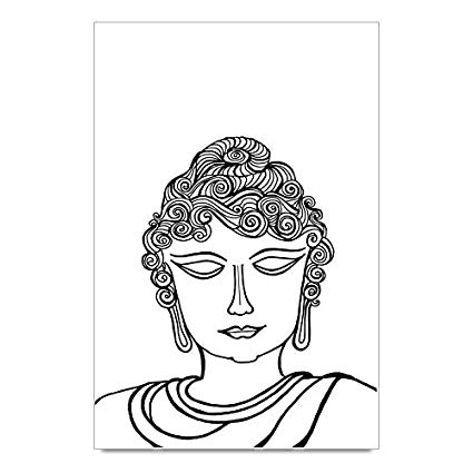 425x425 Bluegape Shilpa Shanker Narain Lord Buddha Sketch Poster, White - Buddha Head Sketch