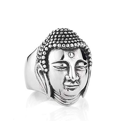 395x395 Bonbonne Jewellery Finger Ring Buddhism Buddha Head Face Stainless - Buddha Head Sketch