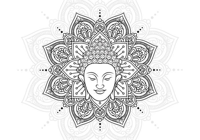 700x490 Buddha Head And Lotus Mandala - Buddha Head Sketch