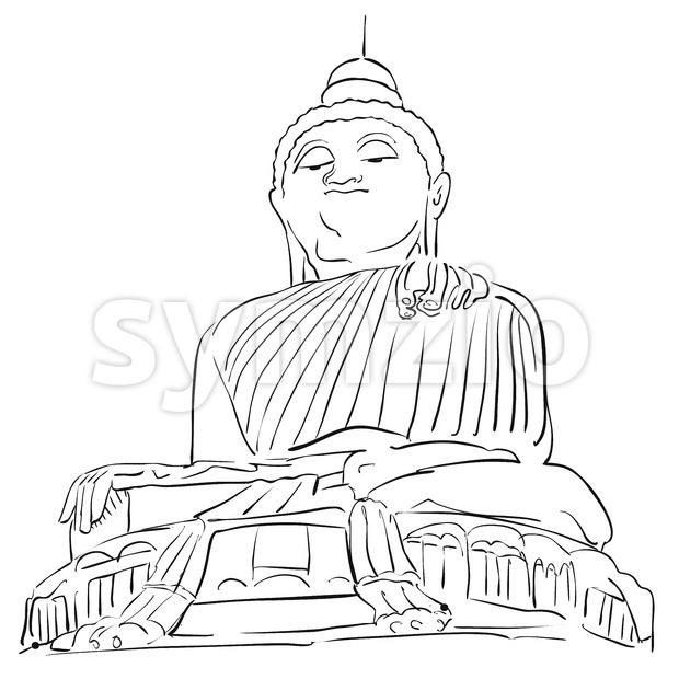 620x620 Big Buddha Phuket Outline Sketch Vector Illustration 119119 - Buddha Outline Sketch