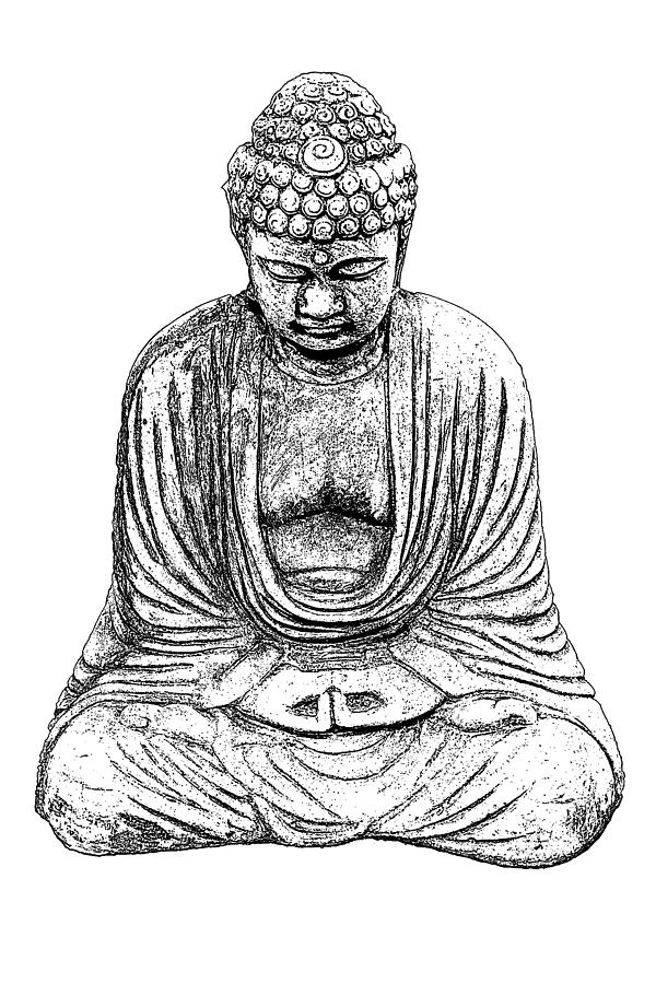 600x900 Buddha Sketch Photograph By Jim Dollar - Buddha Sketch